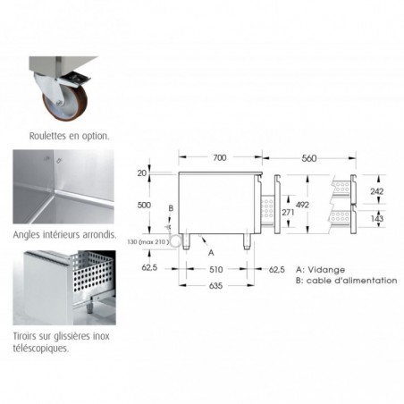 SOUBASSEMENT REFRIGERE 4 TIROIRS